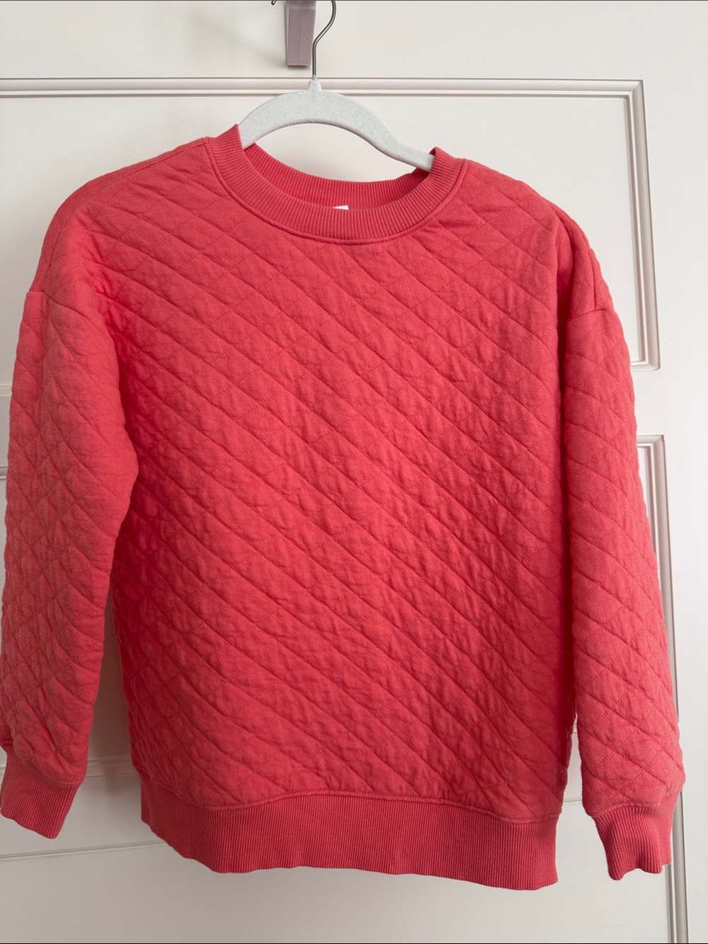 Hanna Andersson Quilted Crewneck Sweatshirt - Coral Pink